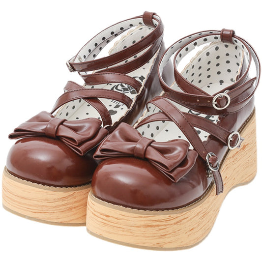 Lolita Platform Round Toe Bow Shoes Multicolor 21618:320906