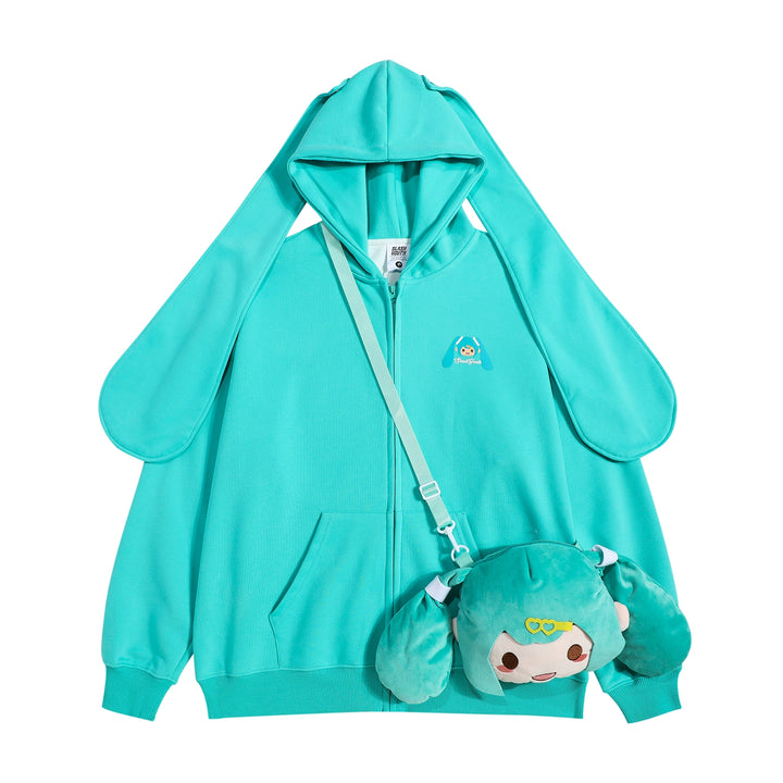 Kawaii Jacket Detachable Bunny Ears Hoodie Pleated Skirt (2XL L M S XL) 42014:723360