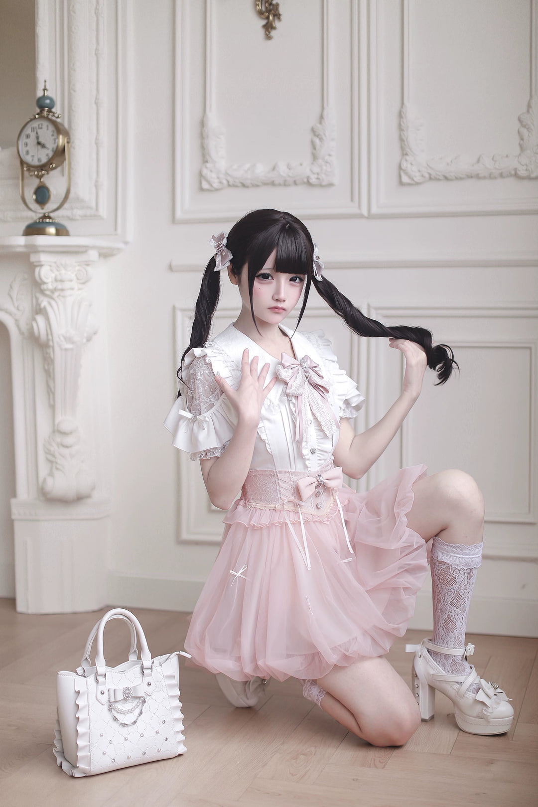 Ryousangata High-Waist Tulle Skirt, Bubble Hem 45195:840480