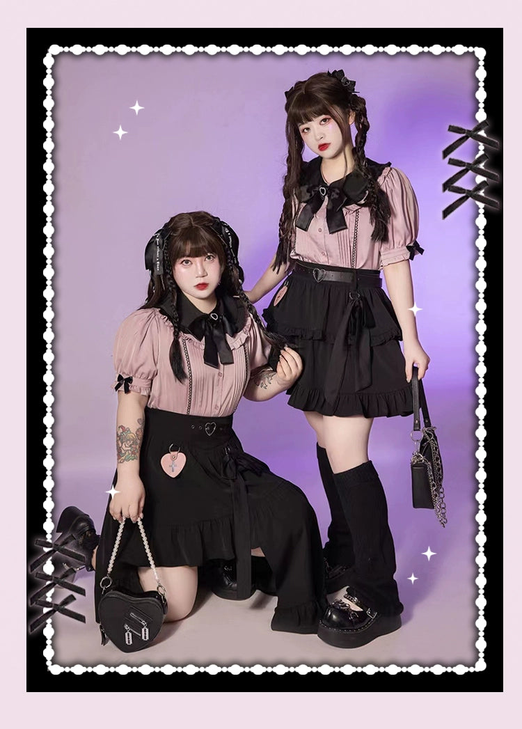Plus Size Jirai Kei Black Skirts Vests 22052:349504