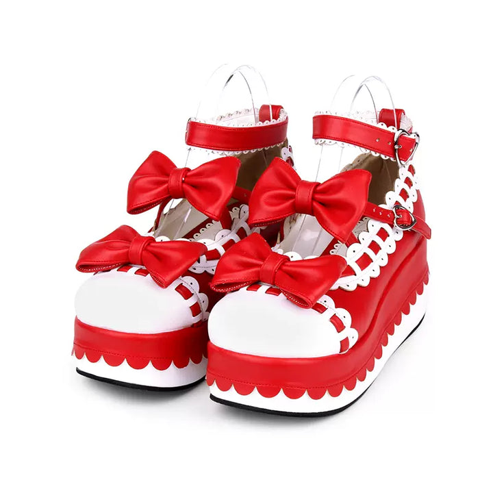 Lolita Shoes Platform Shoes With Bows And Laces 31792:568636 31792:568636