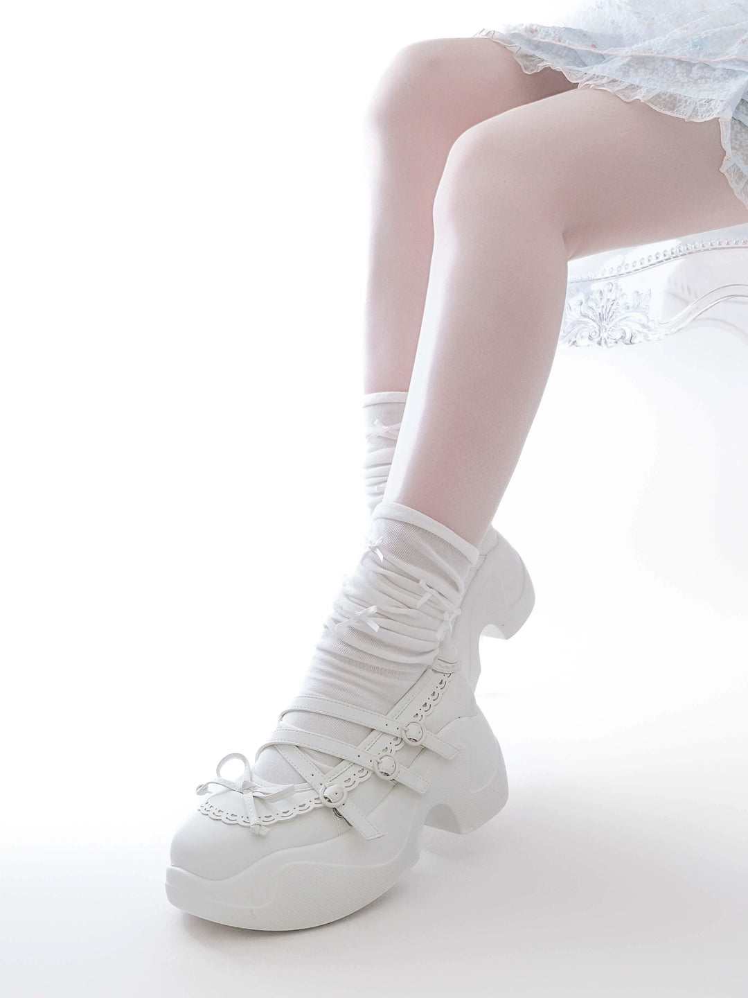 Kawaii Platform Sneakers, Adjustable Buckle, Premium Leather 43350:774159