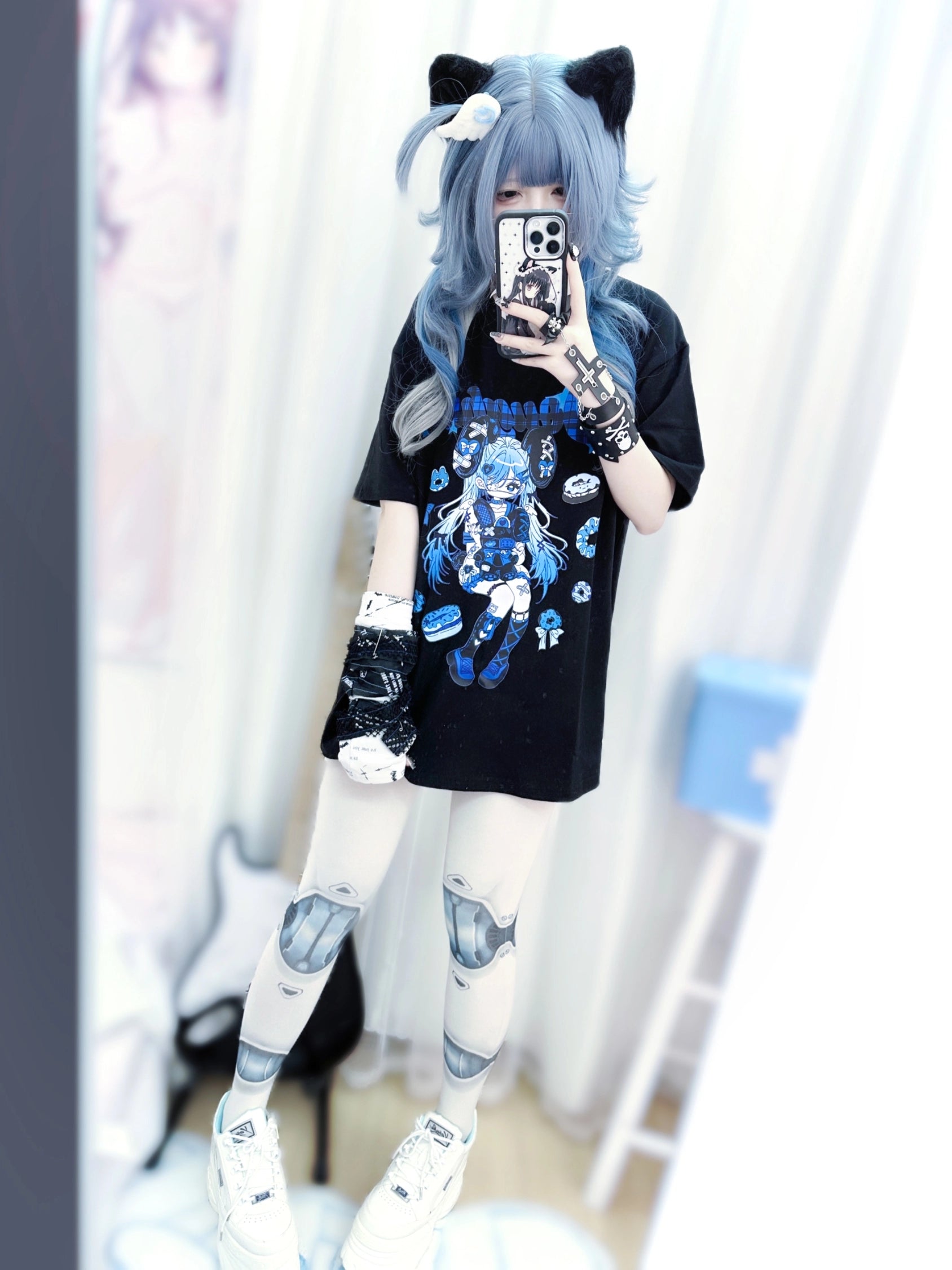 Jirai Kei T-shirt Punk Anime Print Shirt Sweet Cool Top 37574:574380