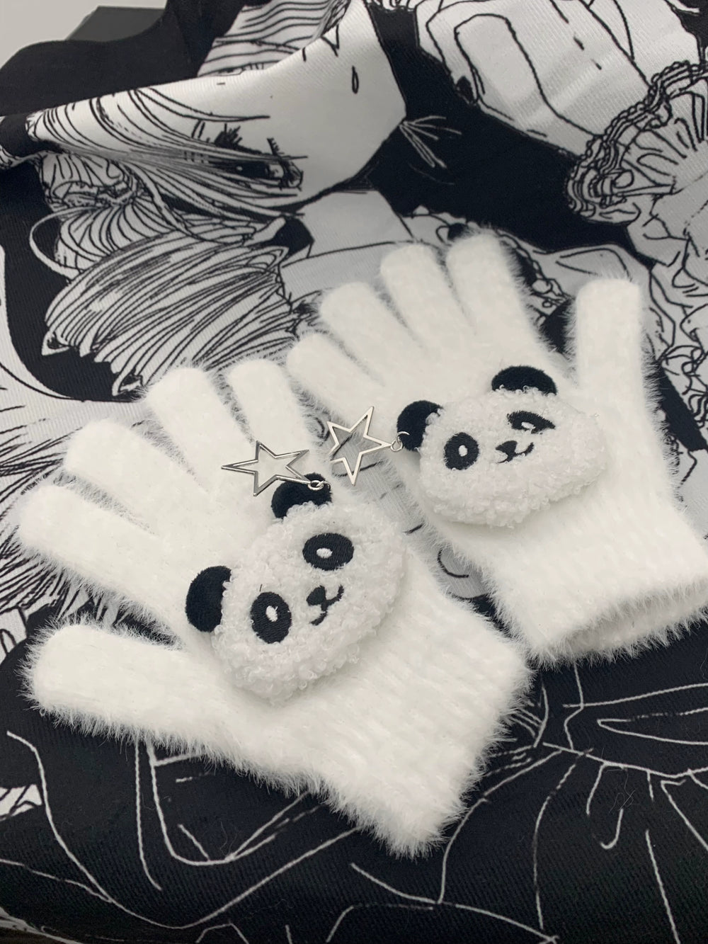 Jirai Kei Gloves Panda Bunny Gloves Winter Furry Gloves 33762:443688 33762:443688