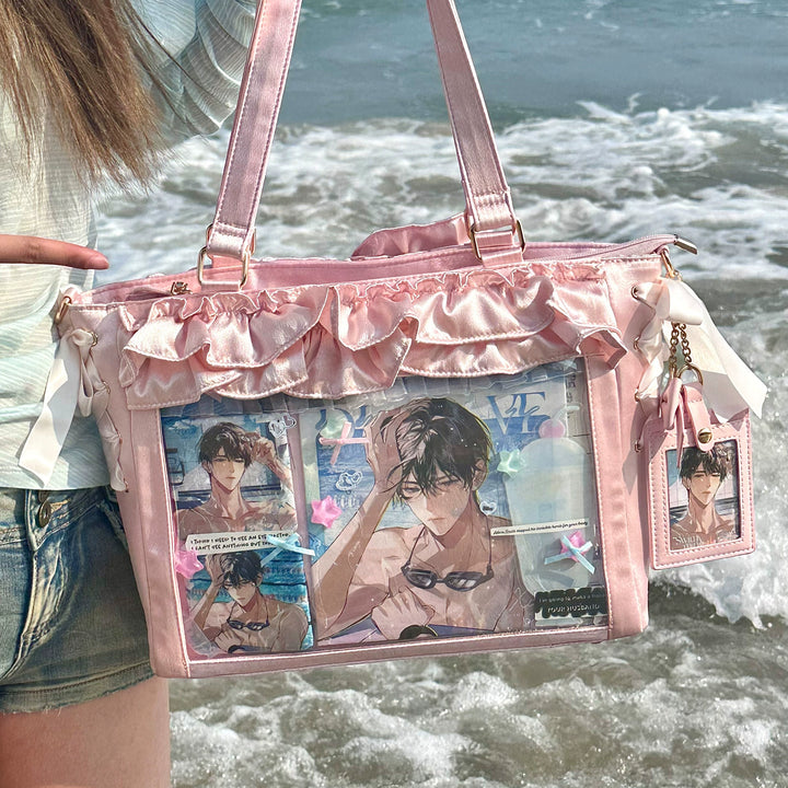 Large Capacity Satin Lolita Itabag Handle/Crossbody Strap (Pink) 43100:765731