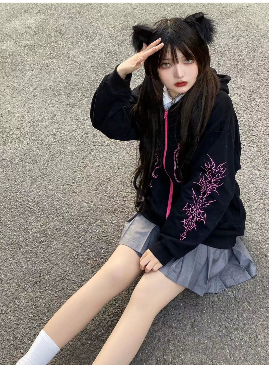 Jirai Kei Hoodie Gyaru Fashion Oversized Hoodie 34488:483820