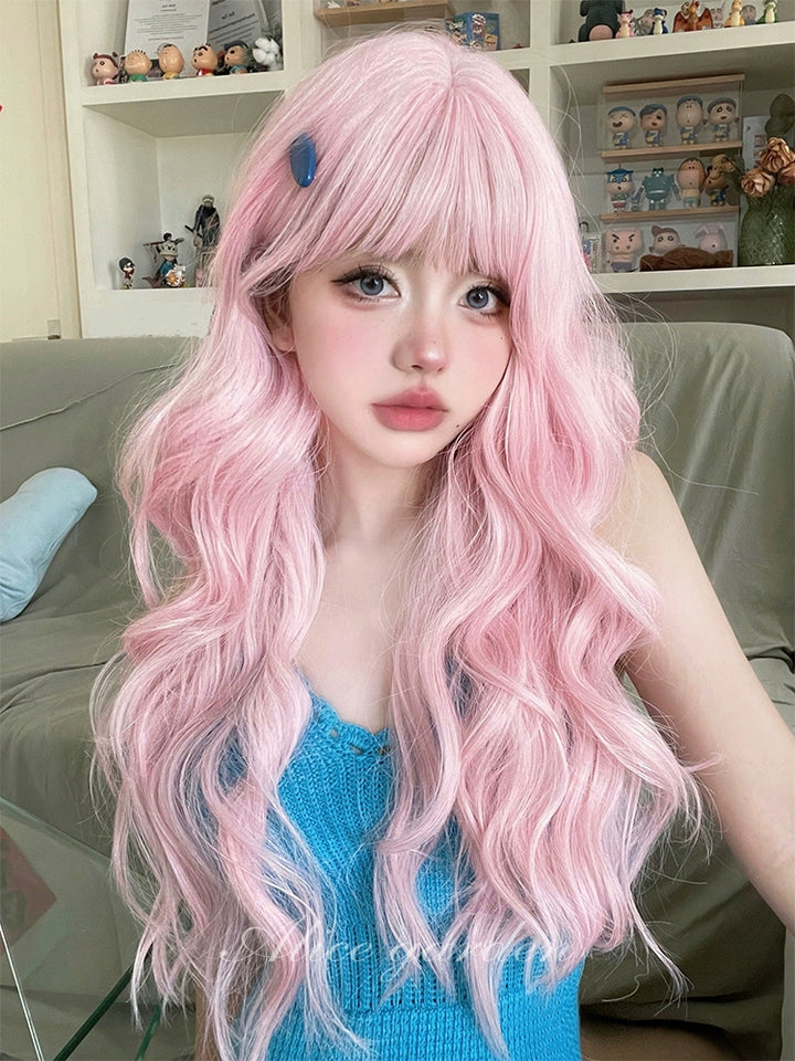 Lolita Wig Fairy Kei Pink Wig Long Curly Wig 32100:522634 32100:522634