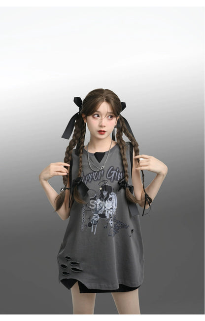 Y2K T-shirt Anime Print Spicy Girl Tank Top Cotton 35904:560112
