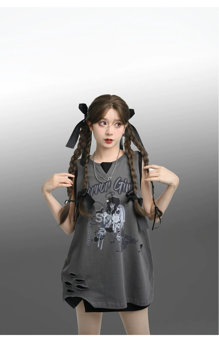 Y2K T-shirt Anime Print Spicy Girl Tank Top Cotton 35904:560162