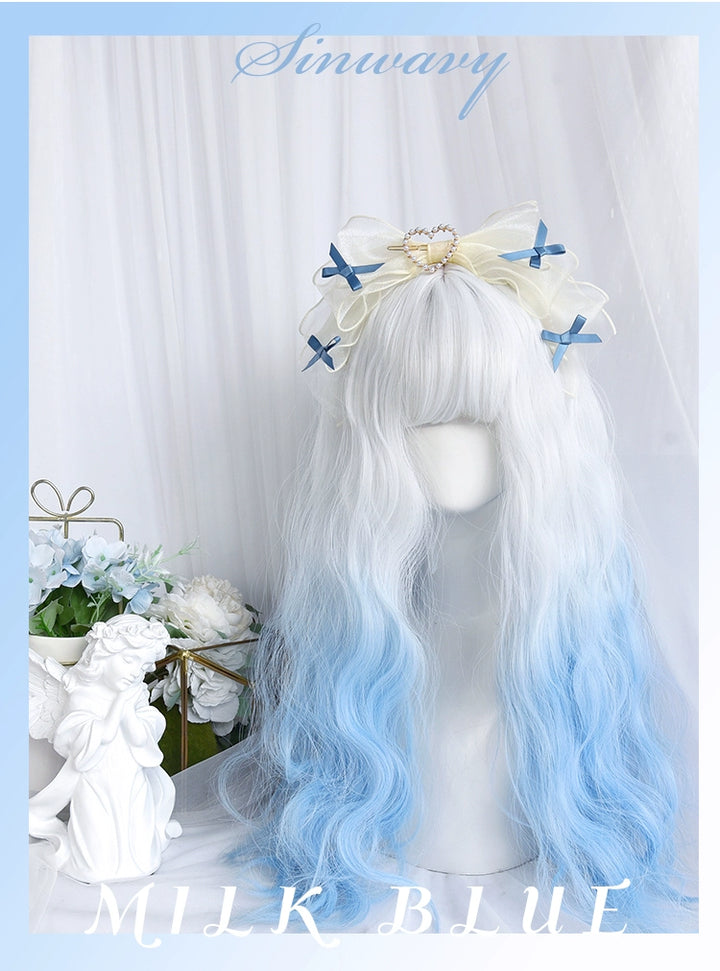 Lolita Wig White-Blue Gradient Cute Long Curly Wig 39356:641012