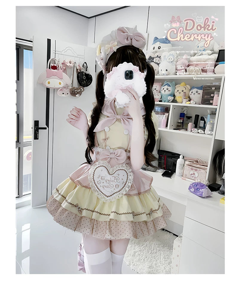 Kawaii Lolita Baker-Inspired Blouse, Suspender Skirt 44466:809195