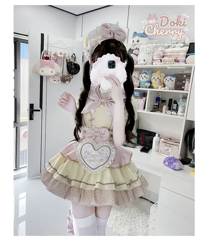 Kawaii Lolita Baker-Inspired Blouse, Suspender Skirt 44466:809195