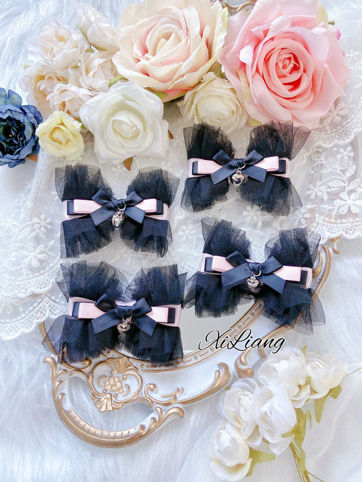 Jirai Kei Hair Clip Pink And Black Bowknot Headdress 39106:634196