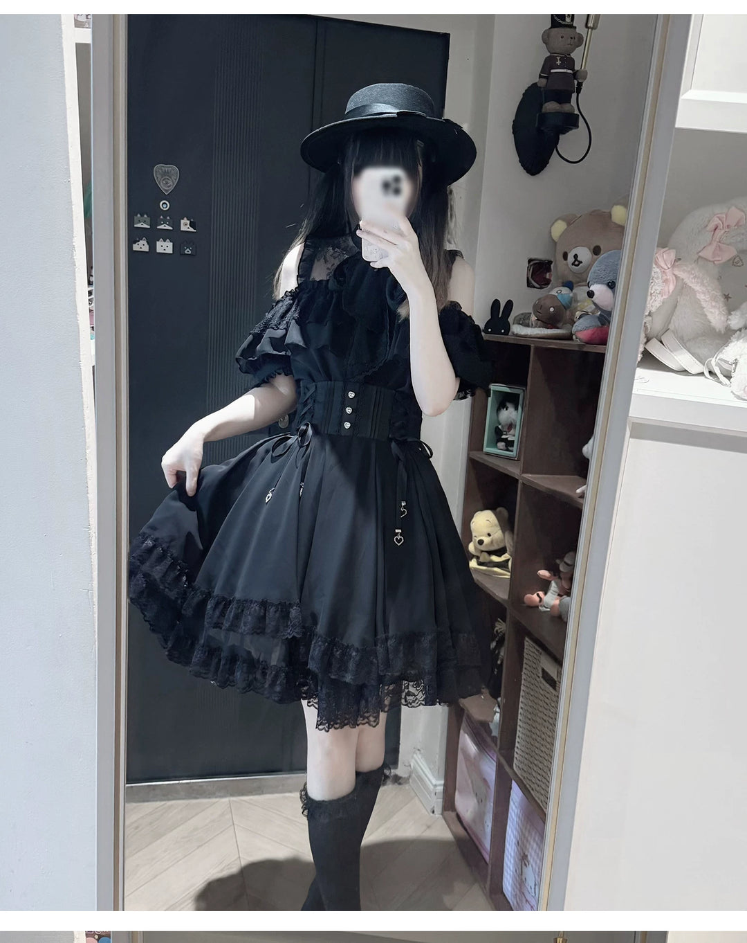 Summer Jirai Kei Outfit, Chest Lace Flounce Hem 45699:858966