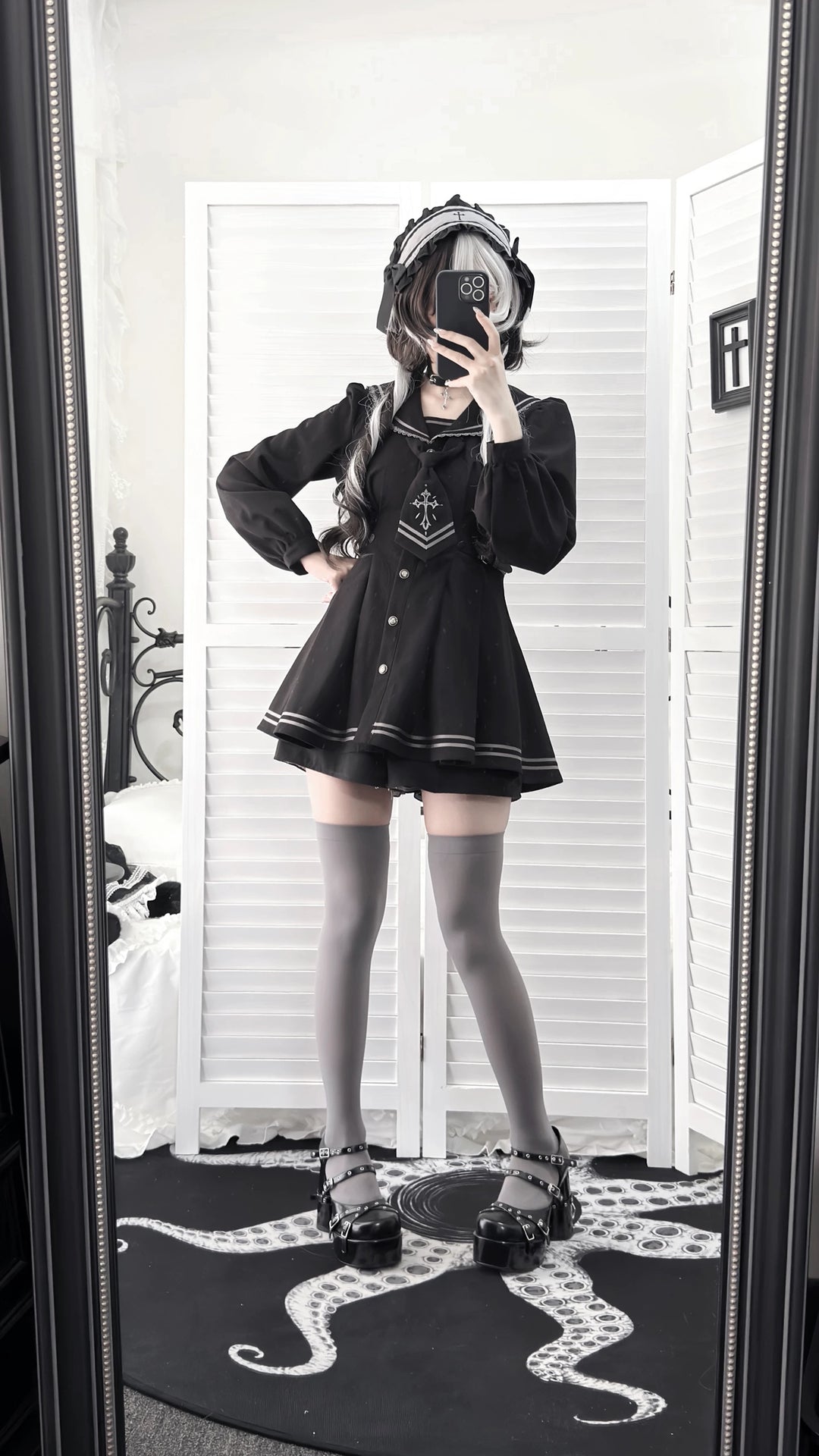Black Sailor Collar JK Uniform, Detachable Necktie 45624:859779