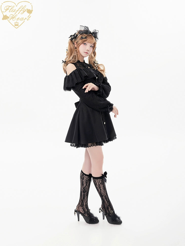 Jirai Kei Dress Set Ryousangata Dress Drop Shoulder Dress 37122:551954