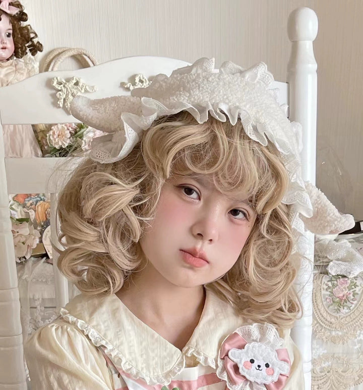 Lolita White Pink Headwear Lamb Ear Hair Accessories 31742:372542 31742:372542