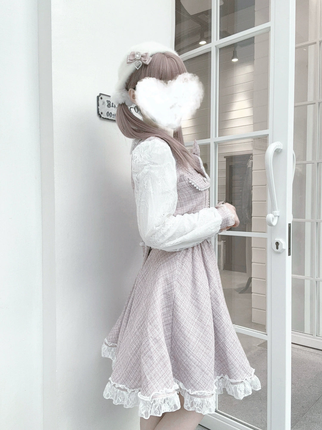 Ryousangata One-Piece Dress, Lace and Tweed 44015:792796