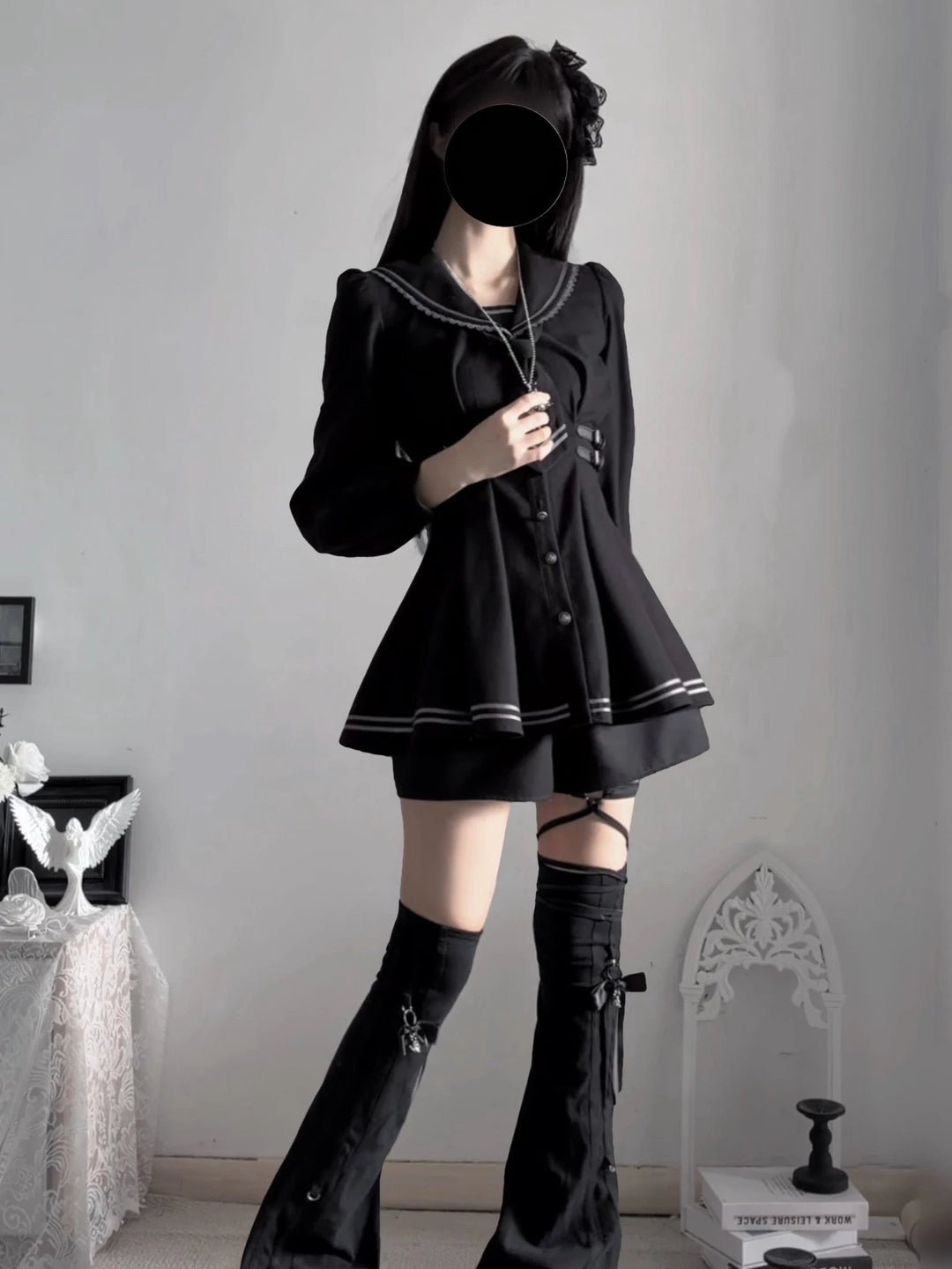 Black Sailor Collar JK Uniform, Detachable Necktie 45624:859769
