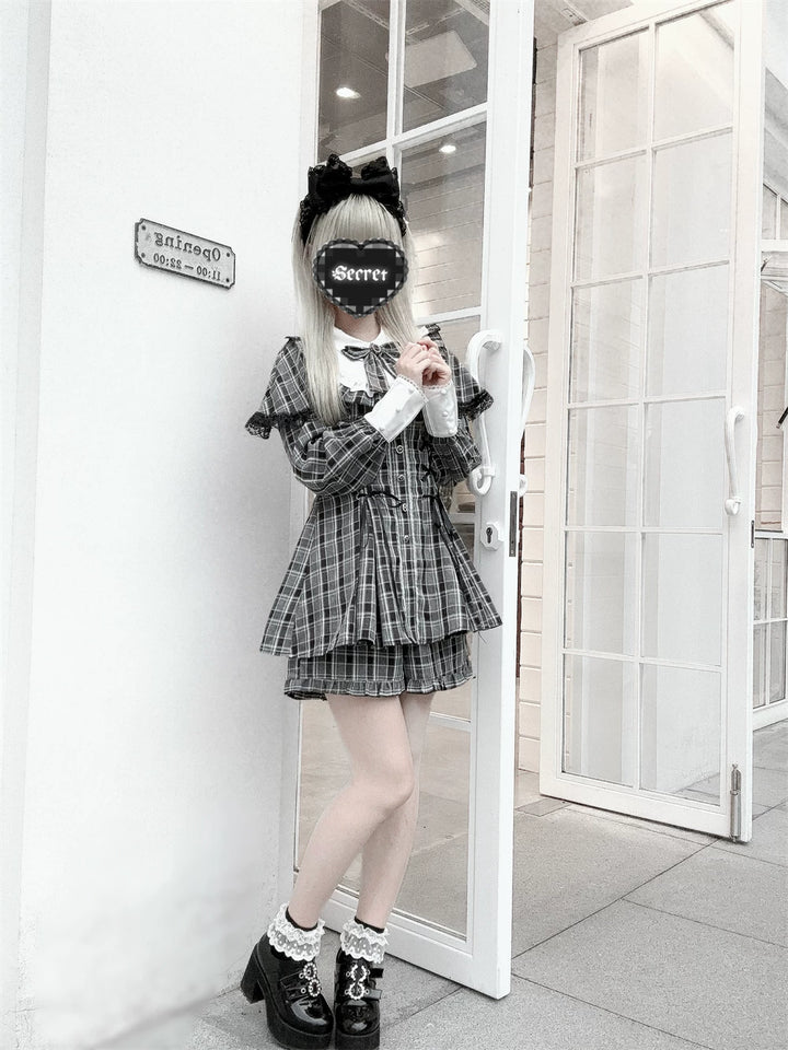 Jirai Kei Cape Design Dress and Pocketed Shorts Set 44526:811482