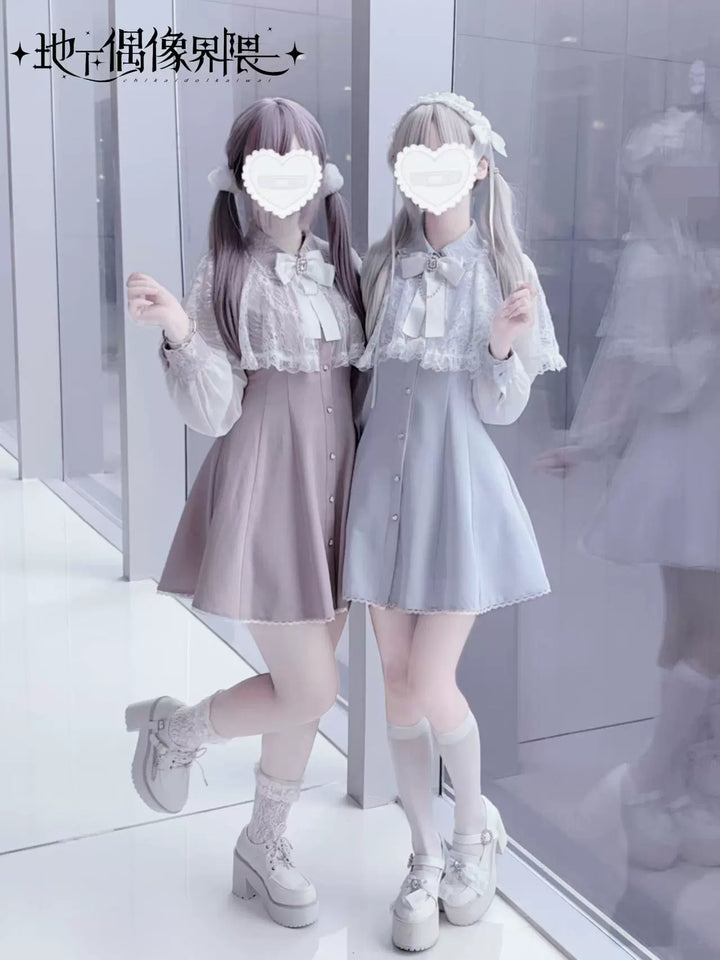 Lace Cape-Inspired Ryousangata Dress 43863:787920