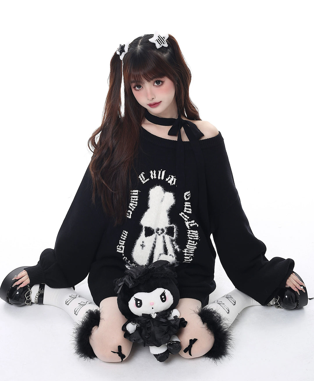 Kawaii Sweater Christmas Pullover Lantern Sleeve Sweater 39552:633000