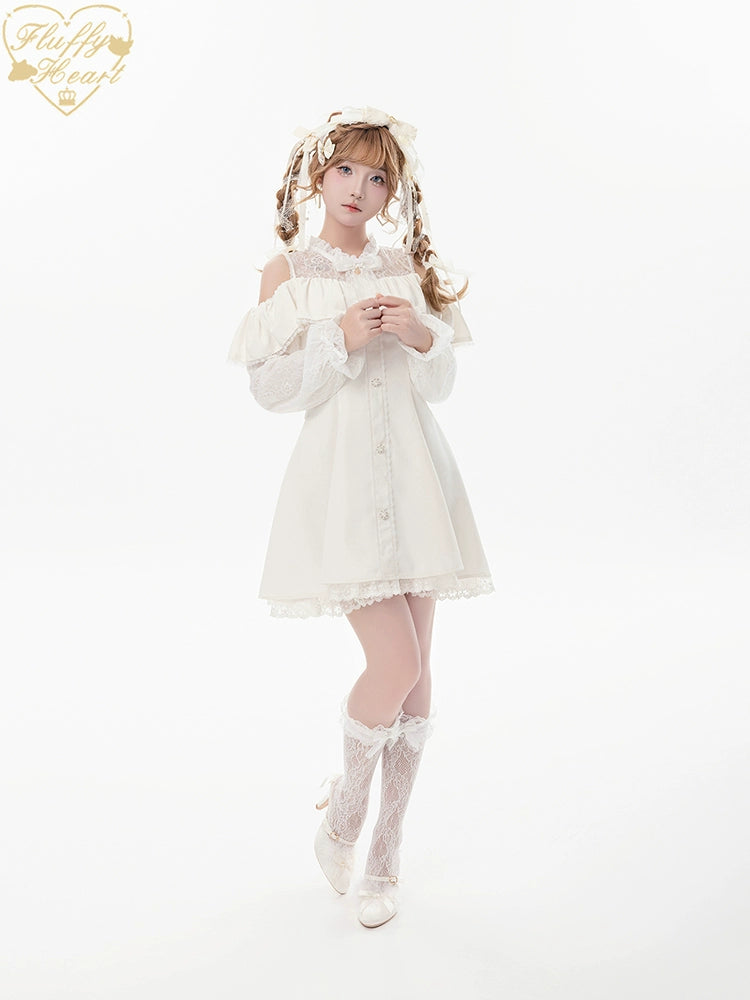 Jirai Kei Dress Set Ryousangata Dress Drop Shoulder Dress 37122:552010