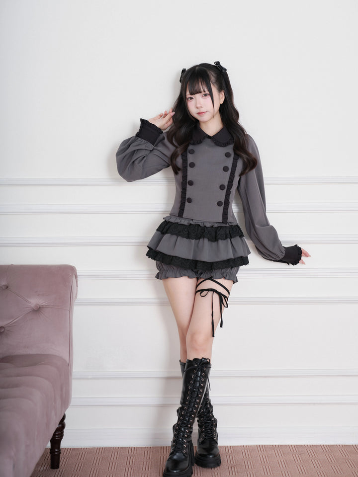 Jirai Kei Double-Breasted Top, Tiered Skort 45931:871207