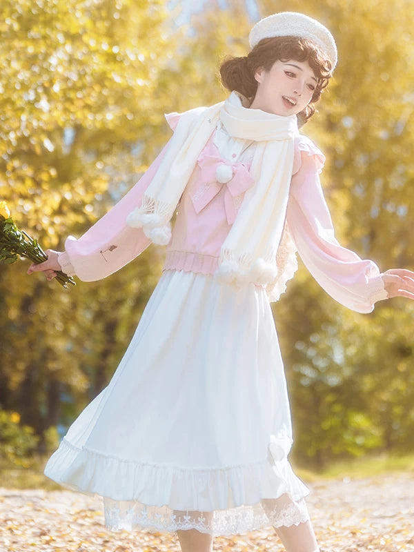 Sweet Pink Sweater Outfit, Skirt and Pants Available (L M S) 44756:826893