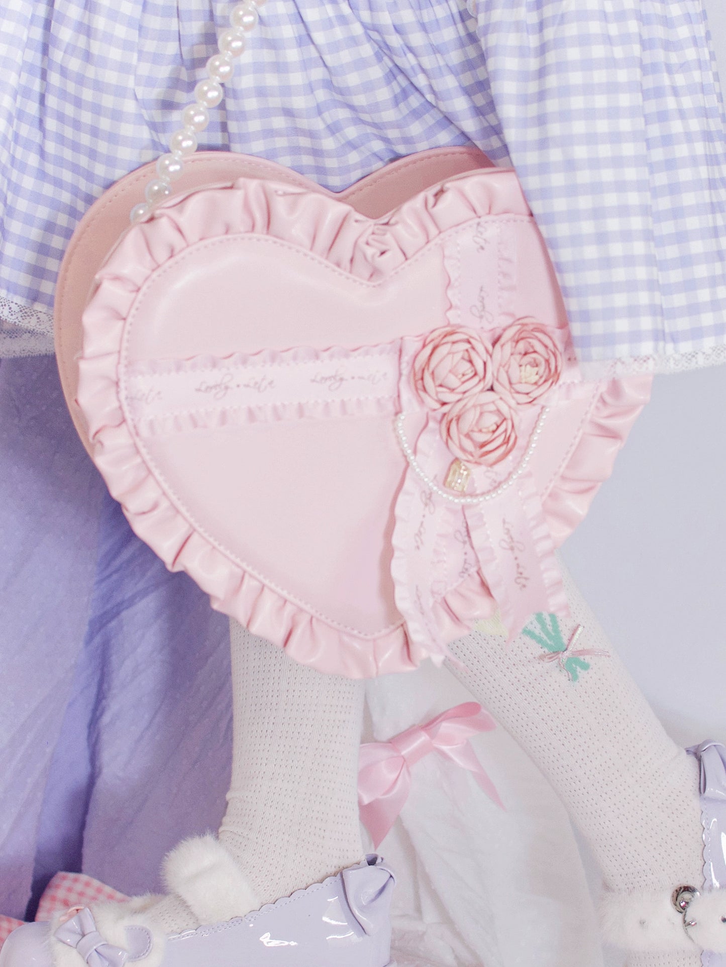 Lolita Handbag Heart Shaped Rose Crossbody Bag 35776:542030