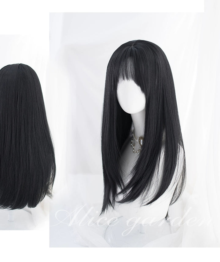 Lolita Wig Side-swept Fringe Wig Long Straight Wig 35938:507672 35938:507672