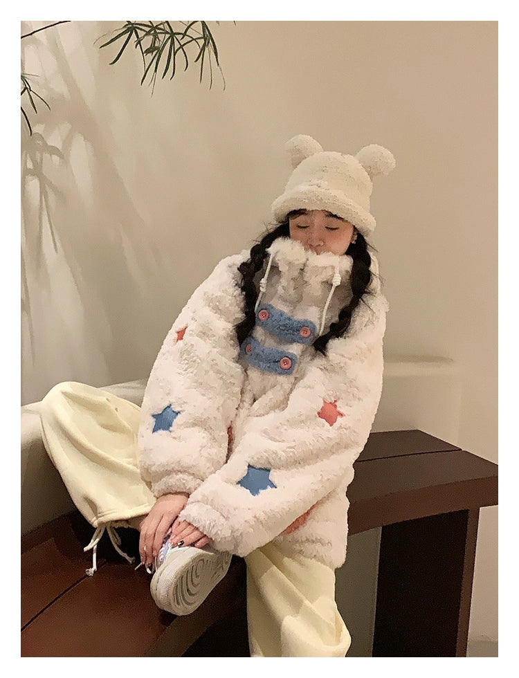 Kawaii Winter Coat Thickened Print Reversible Hooded Coat 39796:640874