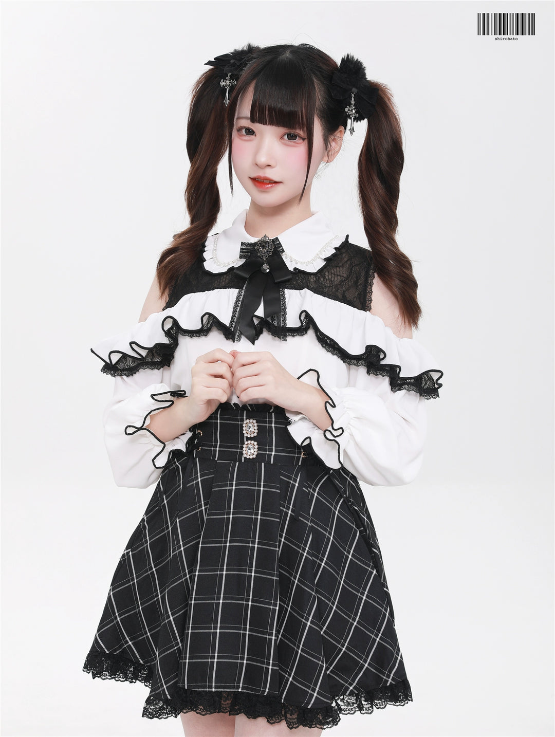 Jirai Kei Skirt Ryousangata Plaid Skirt Lace Suspender Skirt (L M S XS) 41690:724644