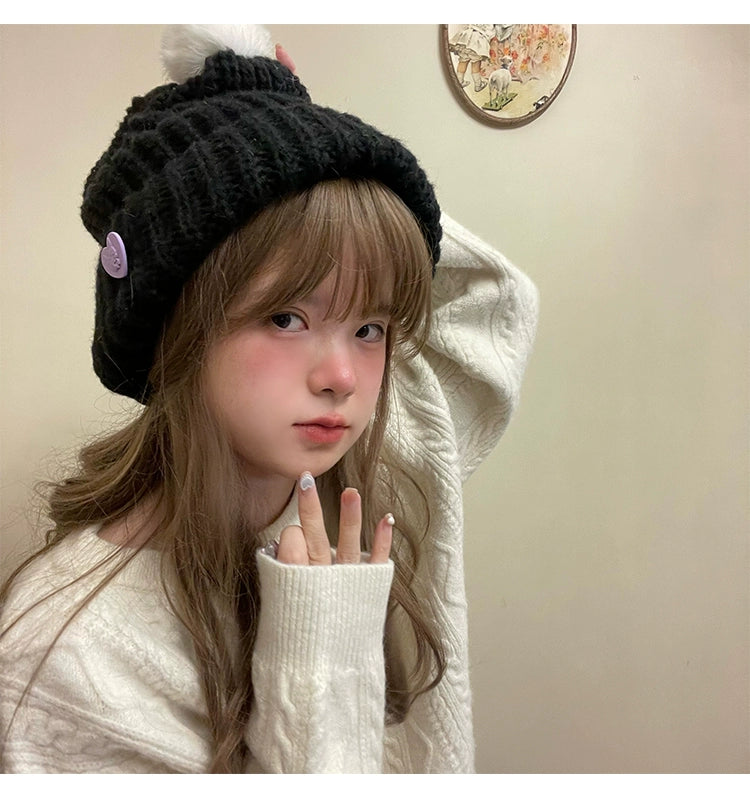 Warm Knitted Hat Thick Woolen Cap Winter Cold Hat 39338:620322