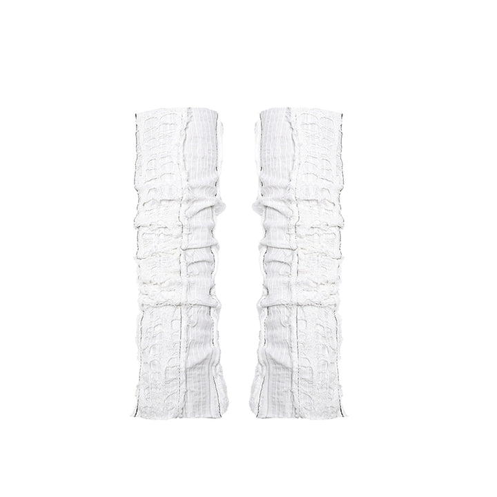 Punk Hand Sleeves White Knit Ripped Fingerless Gloves 39162:616128