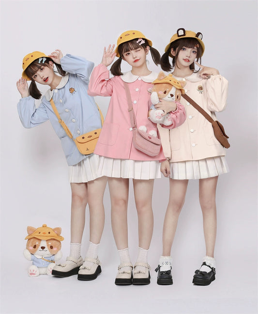 Kawaii JK Style Peter Pan Collar Coat Skirt Multicolors 22630:329778