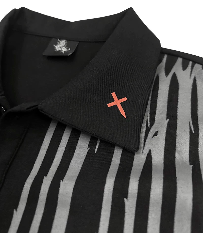 Unisex Gothic Polo Long Sleeve Tee, Red Cross 46068:875069