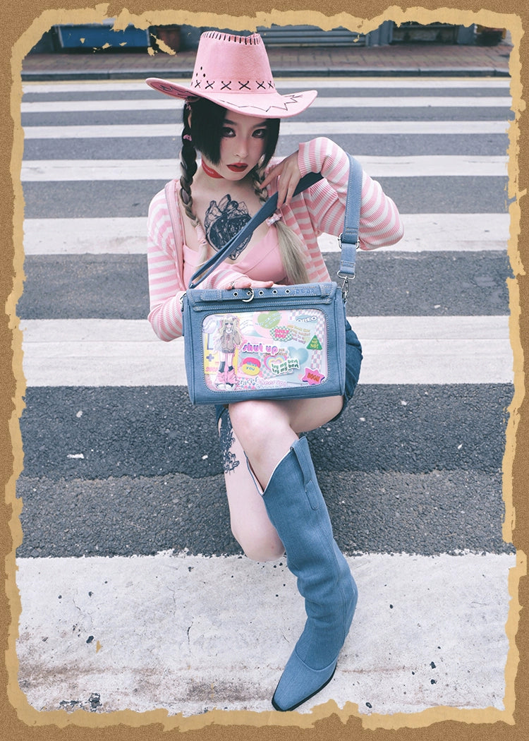 Kawaii Itabag Denim Crossbody Bag Large Capacity Handbag 37050:551664 37050:551664