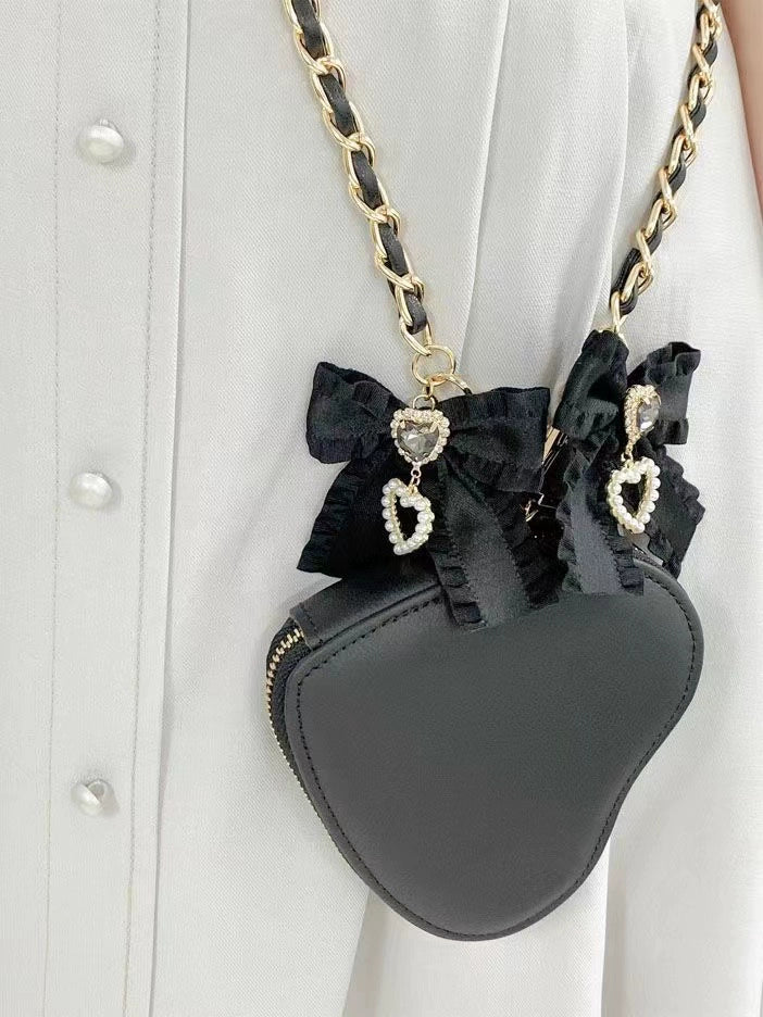 Jirai Kei Pink White Black Bow Bag Phone Chain 21606:311204 21606:311204