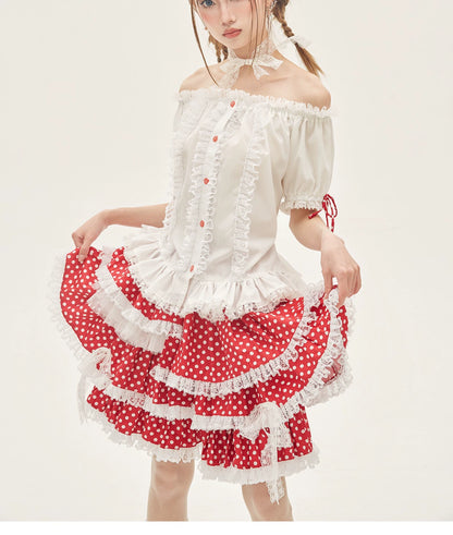 Sweet Lolita Blouse Lace Trim Shirt With Deatachable SLeeves 36158:569338