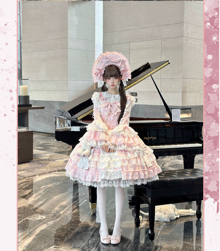 Sweet Lolita Pink JSK Doll-like Dress Princess Sleeve Blouse BNT 41170:697844