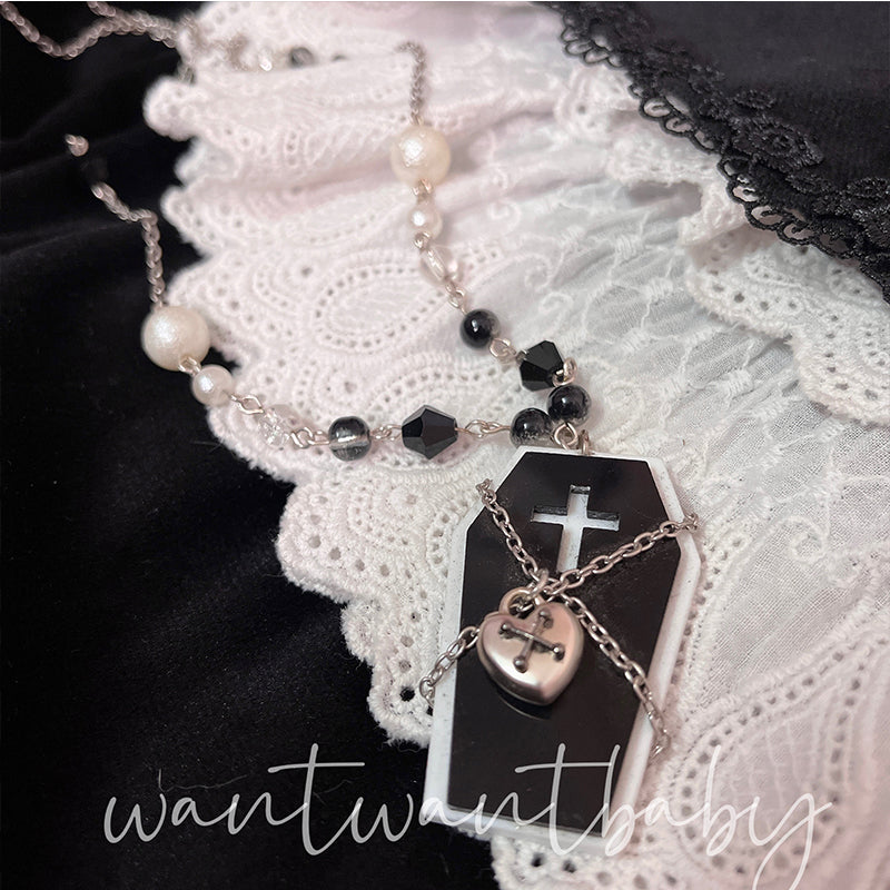 Gothic/Jirai Kei Cross Coffin Necklace Sweater Chain 21756:312864 21756:312864