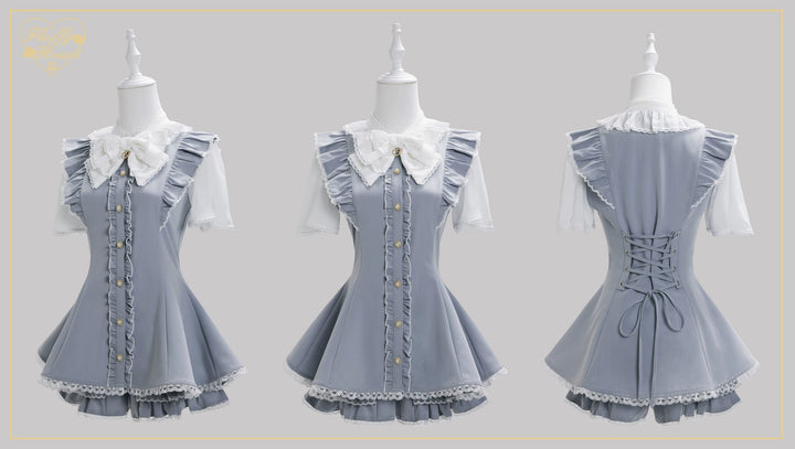 Jirai Kei Button Closure Dress Set Up, Chiffon Sleeves 45390:846520