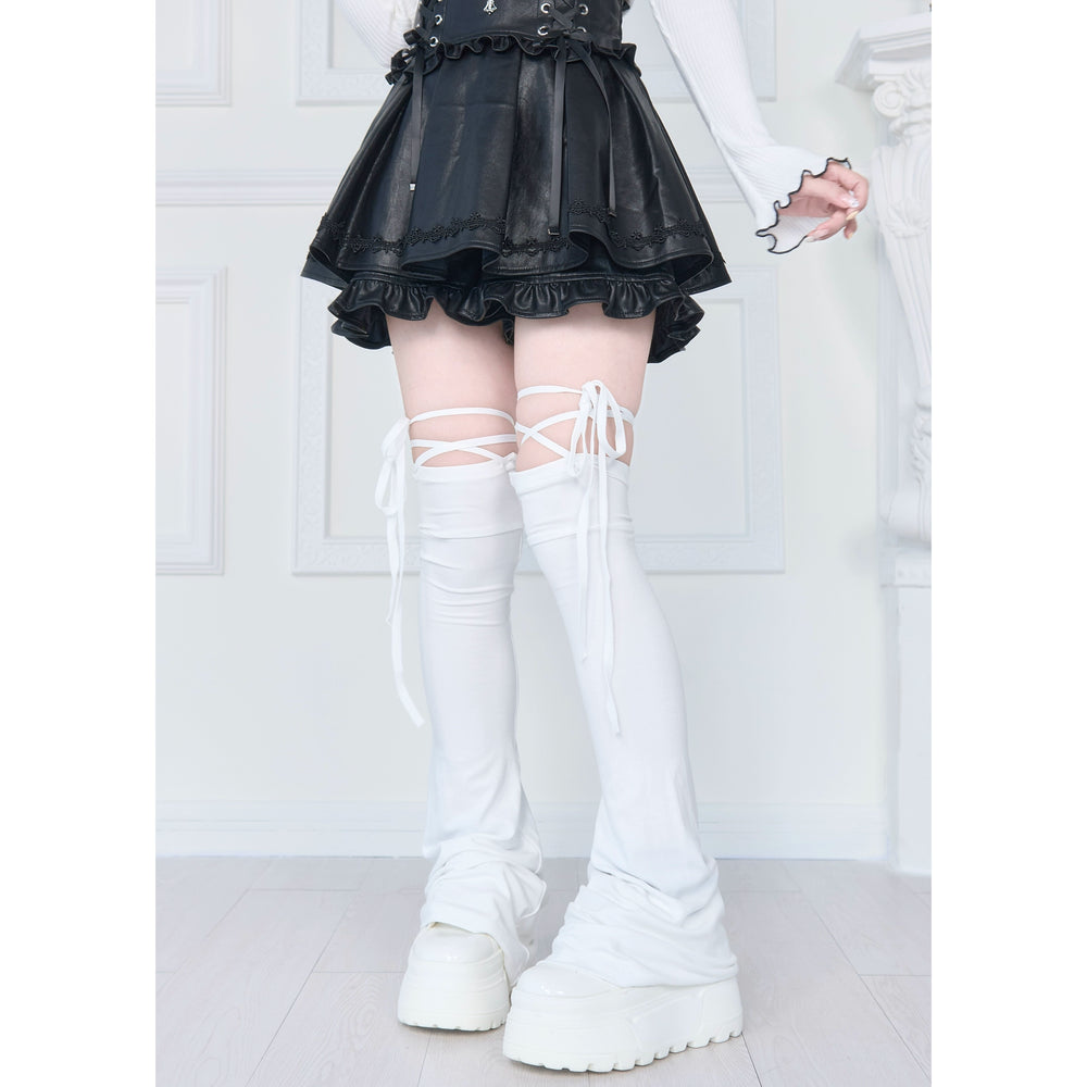 Solid Subculture Leg Warmers, Lace-Up 43808:786712