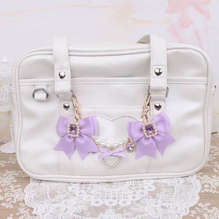 Ryousangata Bag Chain & Bow Charm, Heart-Shaped Rhinestone 45075:839454