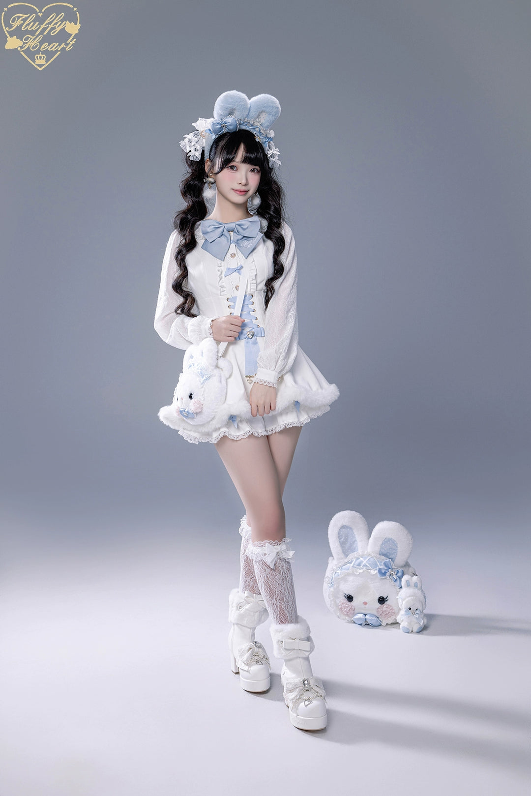 IP Collab Jirai Kei Dress Set, Detachable Fluffy Cape 44146:798040