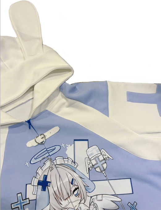 Tenshi Kaiwai Blue Hoodie With Bunny Ears 29208:343796