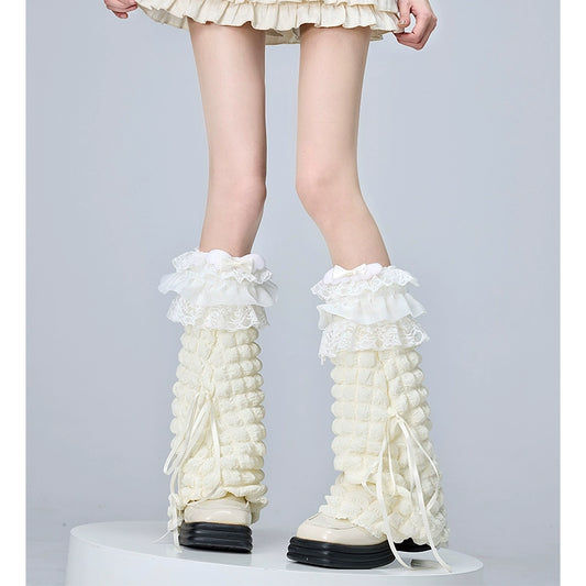Lolita Sock Leg Covers Calf Socks With Bows (F) 36534:536102