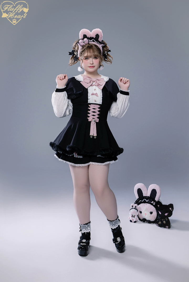 IP Collab Jirai Kei Dress Set, Detachable Fluffy Cape 44146:798042