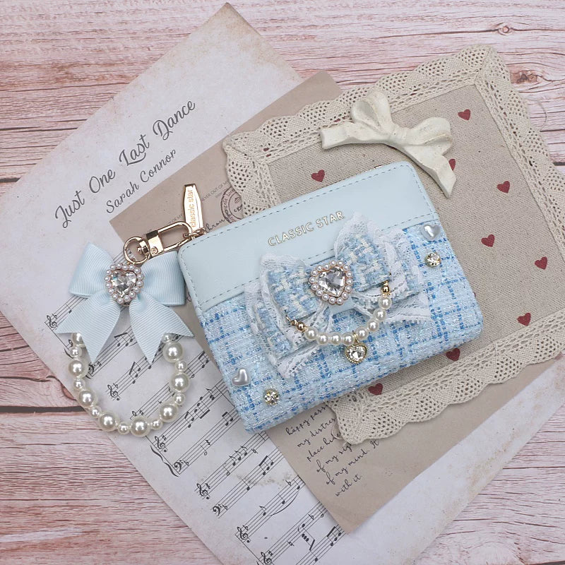 Ryousangata Rhinestone Wallet, Pom-Pom Pendant 45068:839561